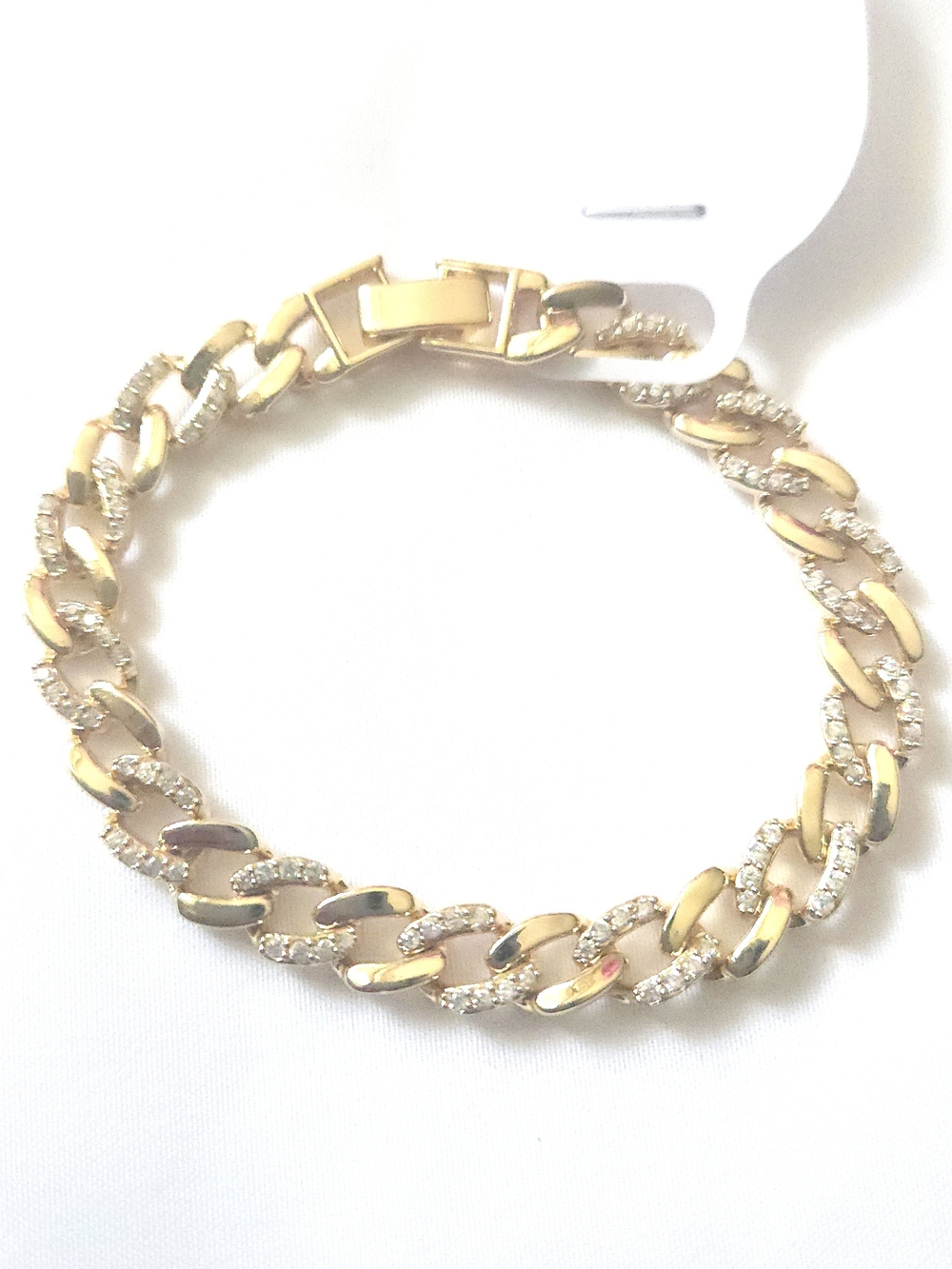 Gold Plated Crystal Cuban Link Bracelet - Women Jewelry